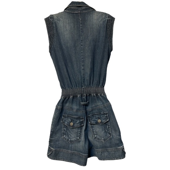 Goldsign Sleeveless Denim Romper with Belt - Picture 3 of 10